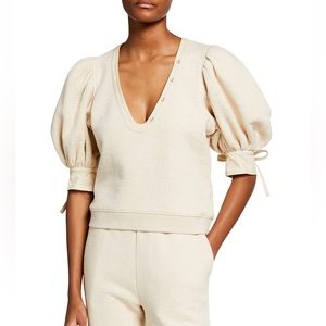 Ulla Johnson Bess Puff-Sleeve Sweater in Cream  XS